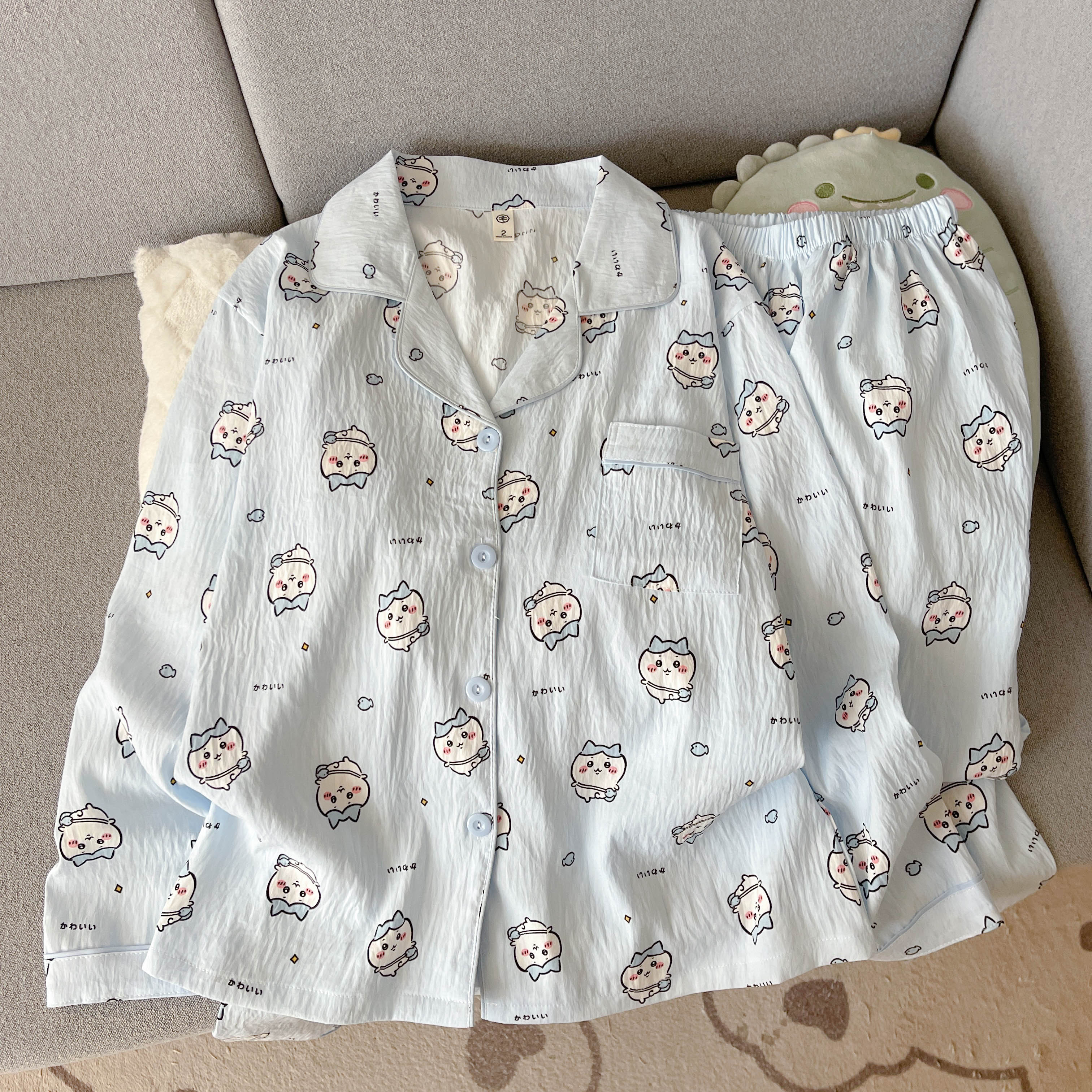 云朵棉休闲简约睡衣女春秋季新款印花甜美卡通套装可外穿家居服秋
