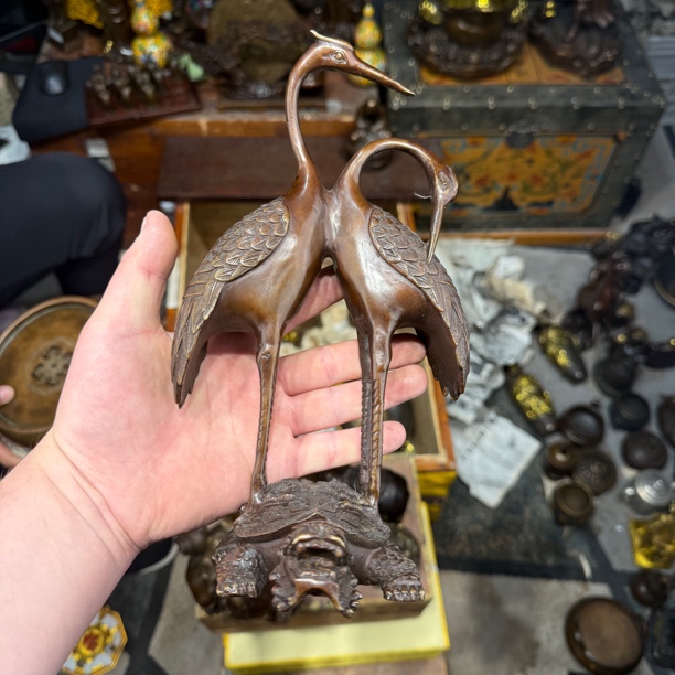 【闪购链接】铜鹤蹬龟摆件