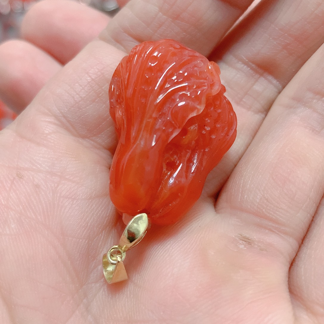 南红玛瑙吊坠(不含链)银S925镶嵌