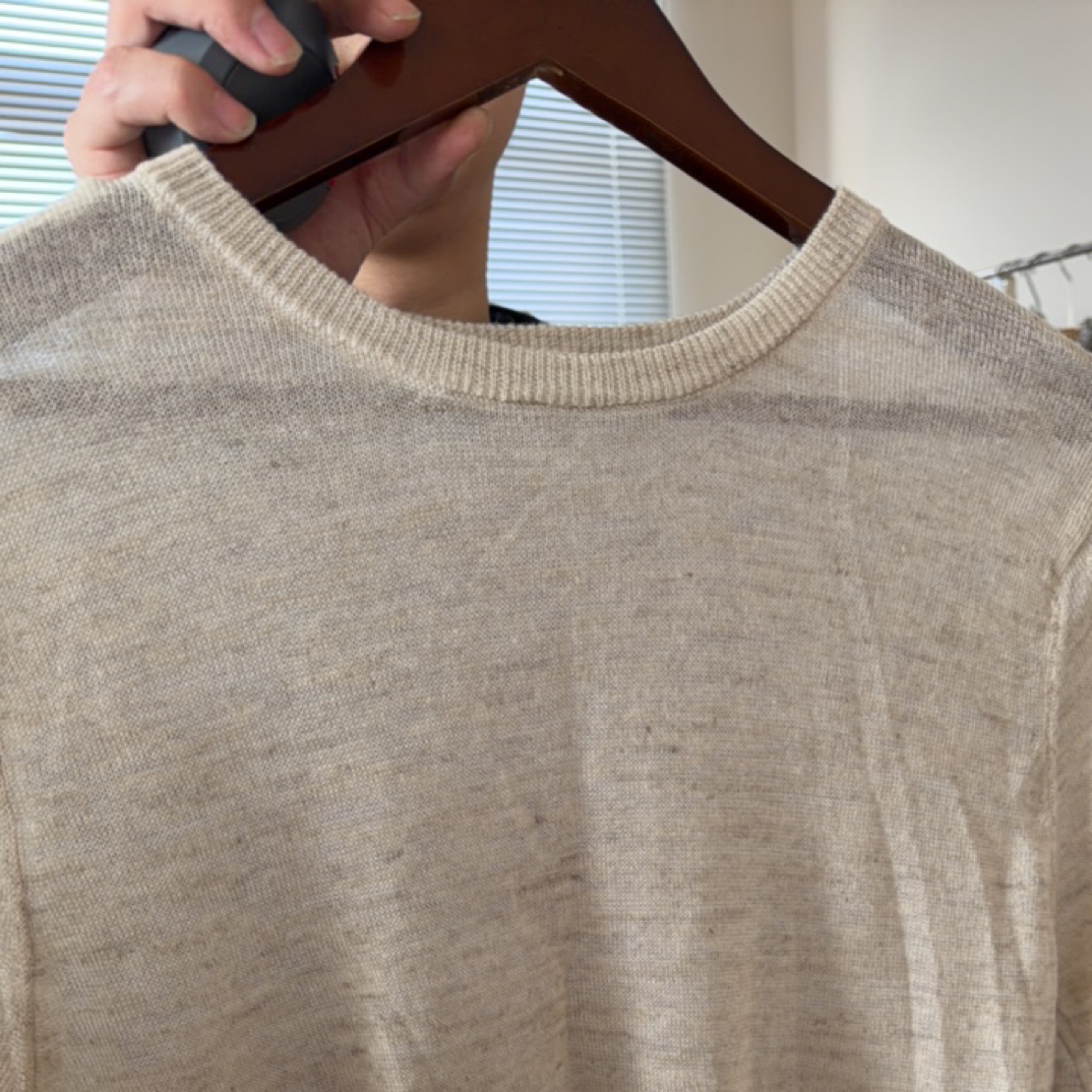 无惧高温，天丝亚麻套头款极简风V领毛针织衫长袖