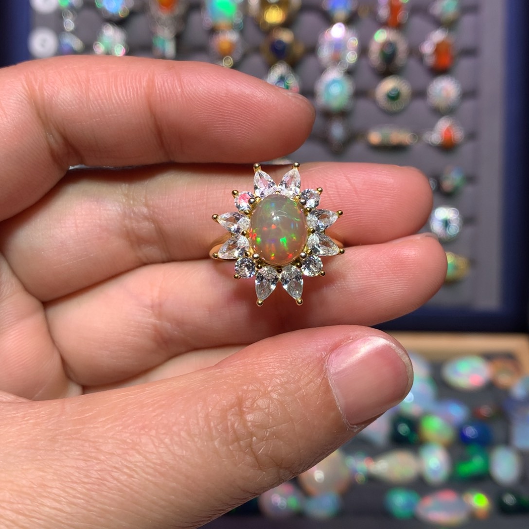 欧泊戒指款式银S925镶嵌