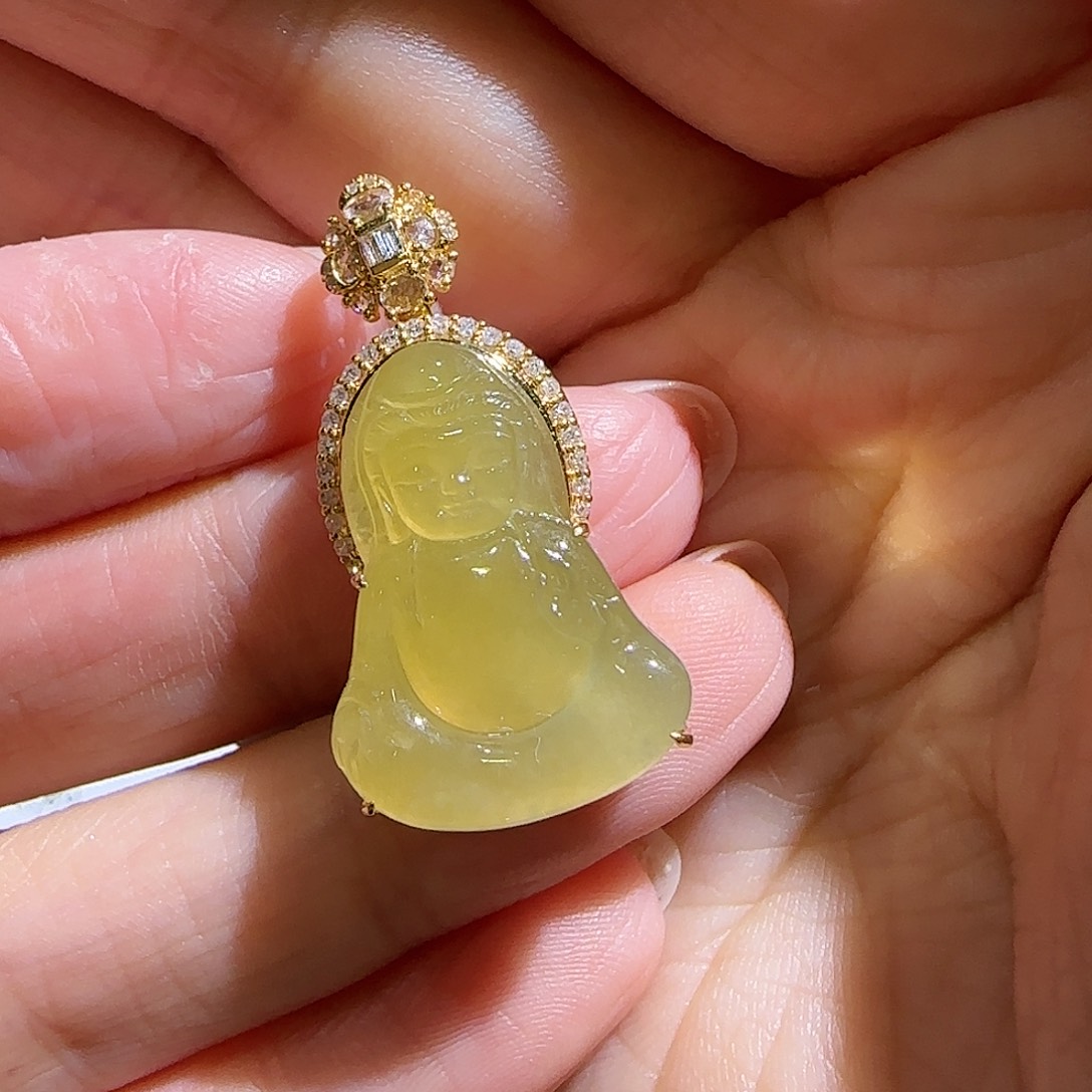 【闪购商品】颈饰18K金镶嵌翡翠喵*子天然A货翡翠