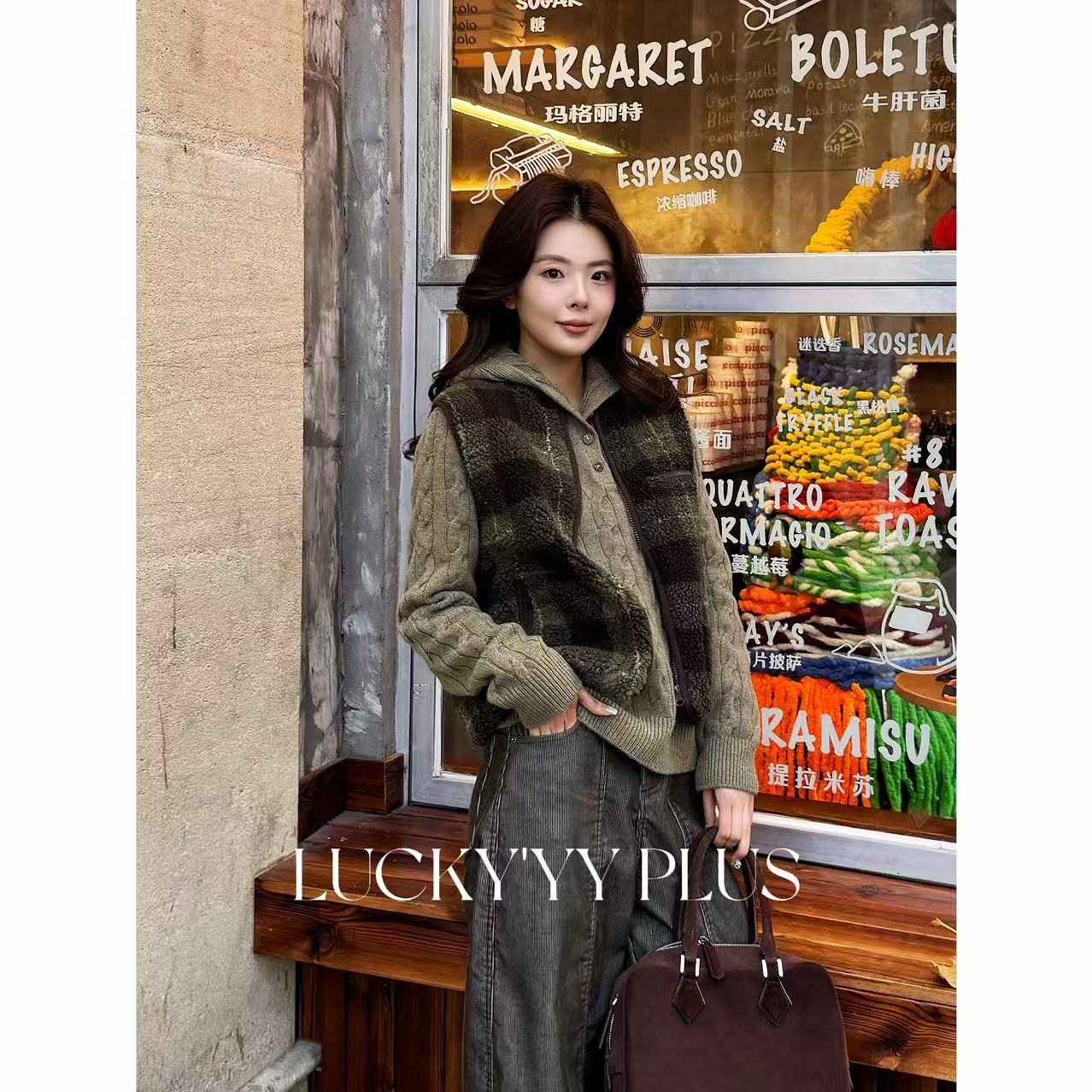 LUCKYYY LUCKYYY 高品定制格纹加厚摇粒绒百搭实用马甲B2551
