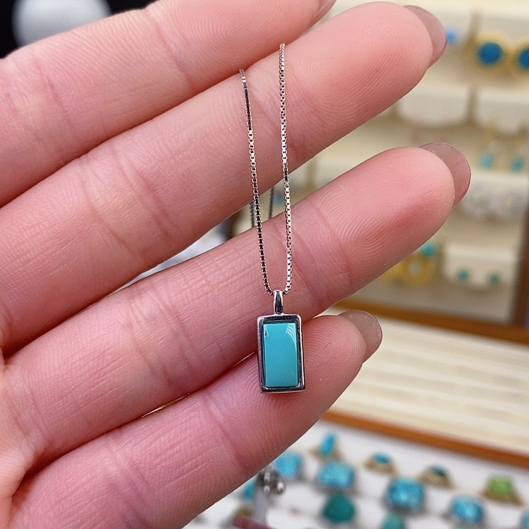 绿松石银S925镶嵌颈饰