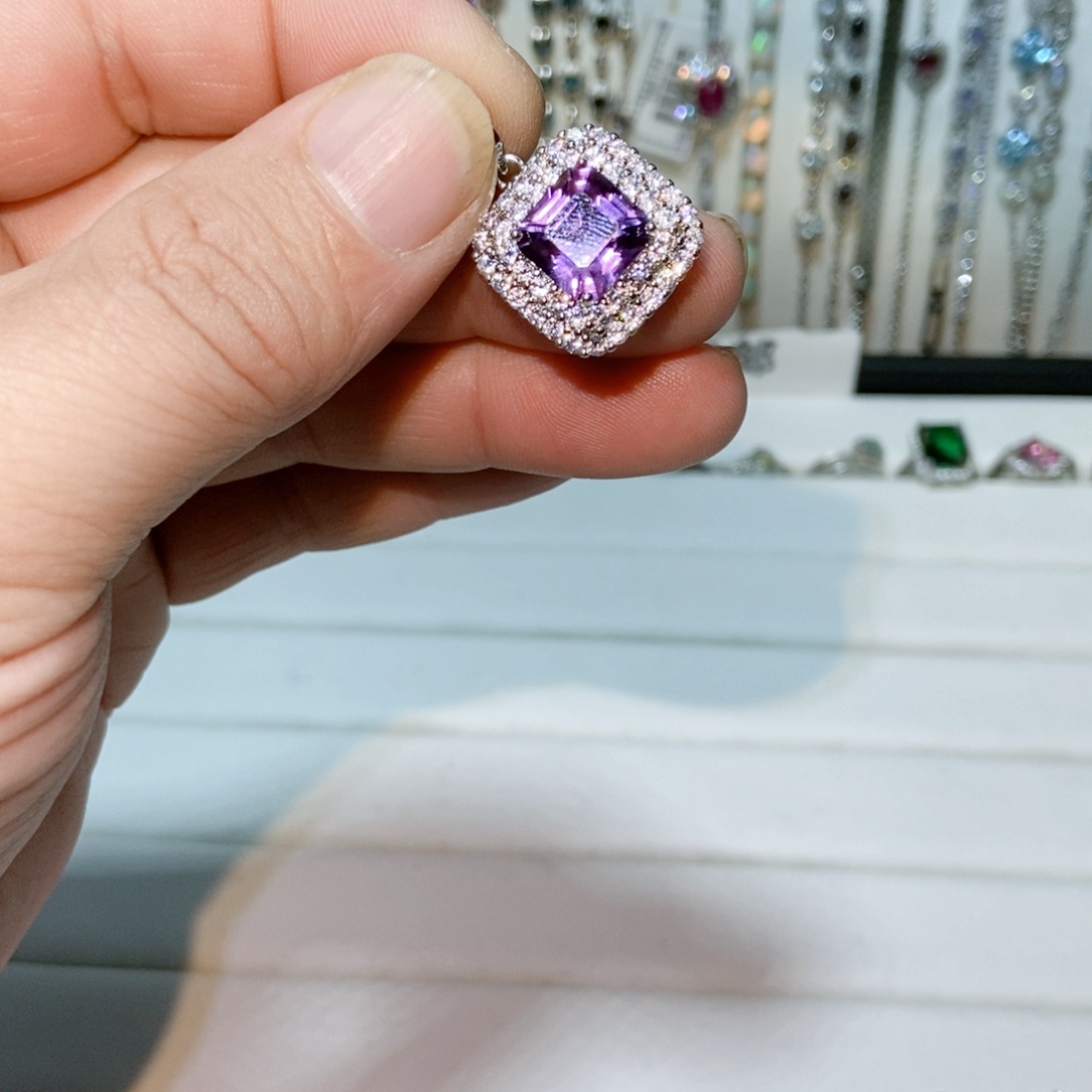 绿水晶戒指银S925镶嵌