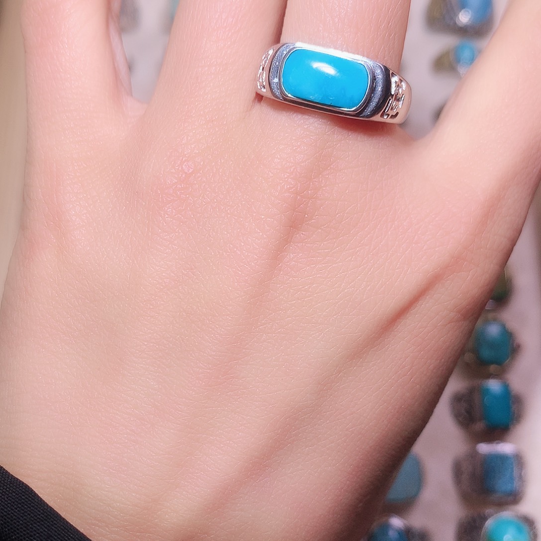 绿松石银S925镶嵌戒指