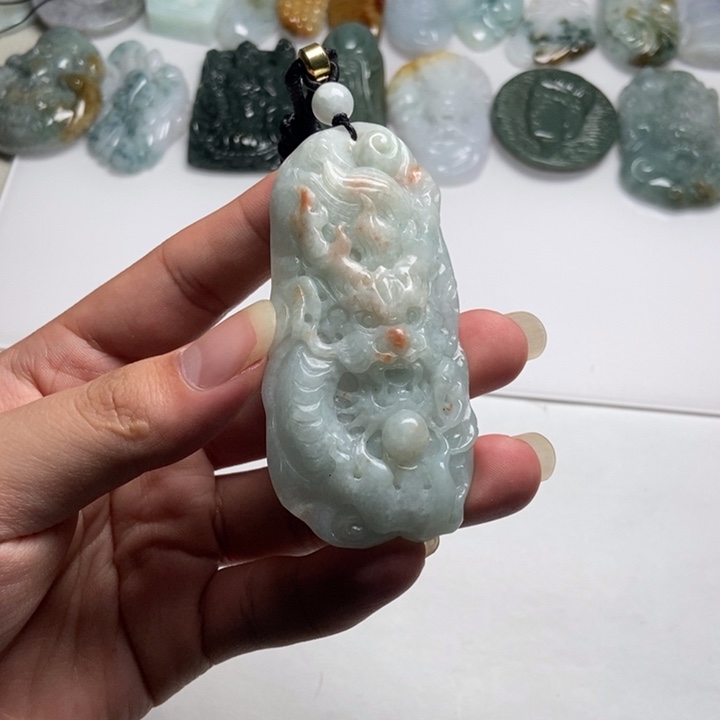 翡翠未镶嵌颈饰龙牌22