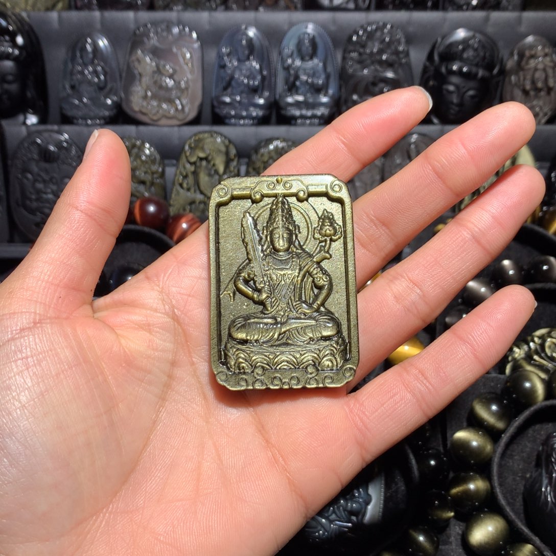 黑曜岩未镶嵌吊坠(赠链)齐**姐珠链