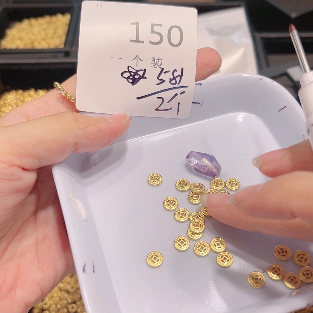 水晶珠宝半成品银S925镀金镶嵌150