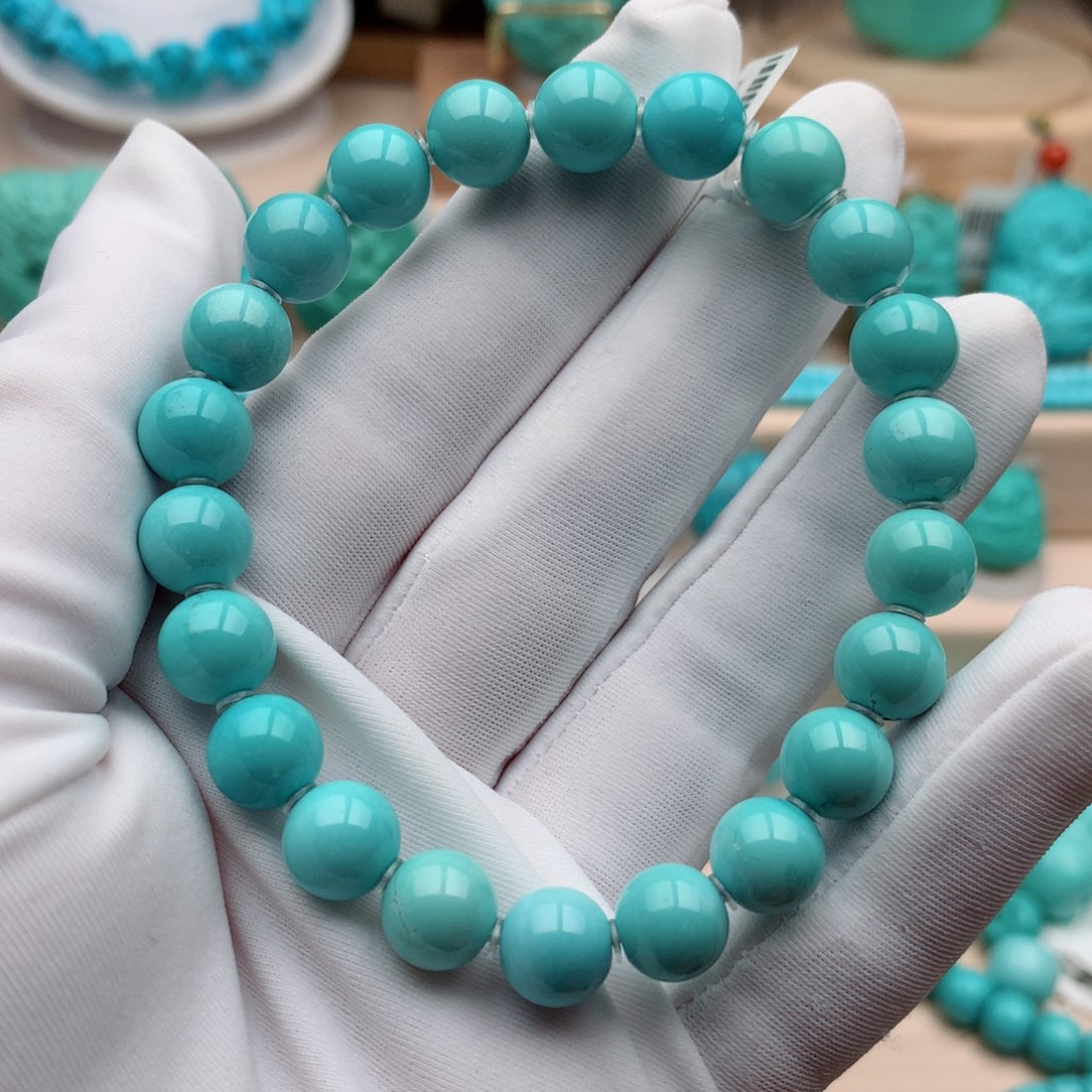 绿松石珠宝奇石未镶嵌8.5mm