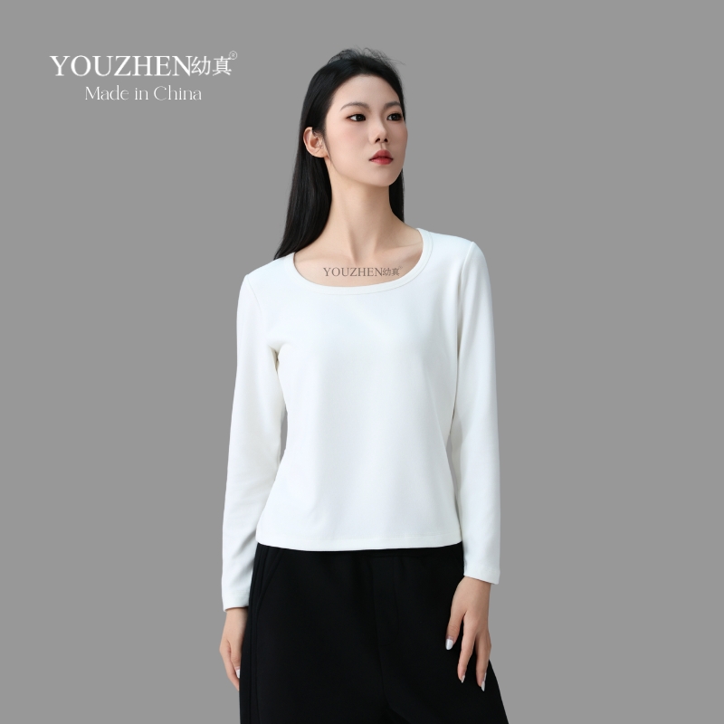 韩版短款方领可水洗秋季毛针织衫内衣上衣长袖简约白色时尚休闲