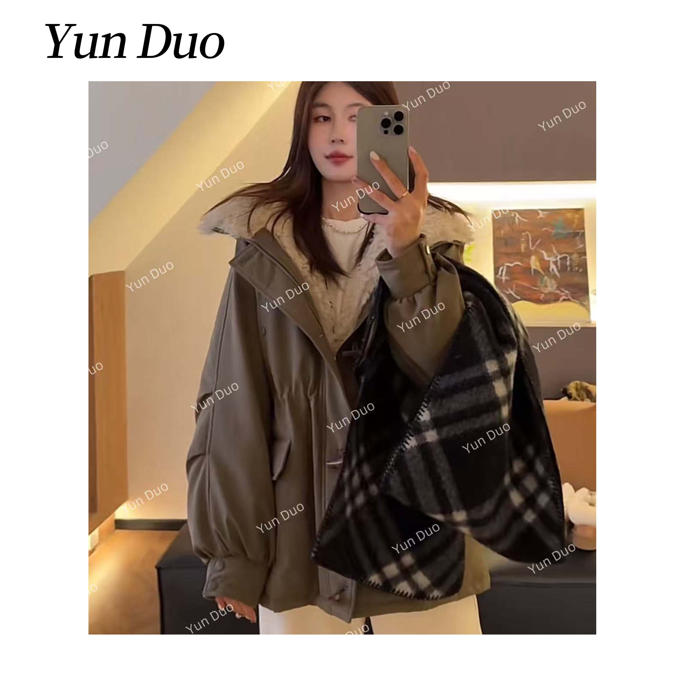 云朵定制【降落伞】收腰拼接羽绒派克服外套LG45