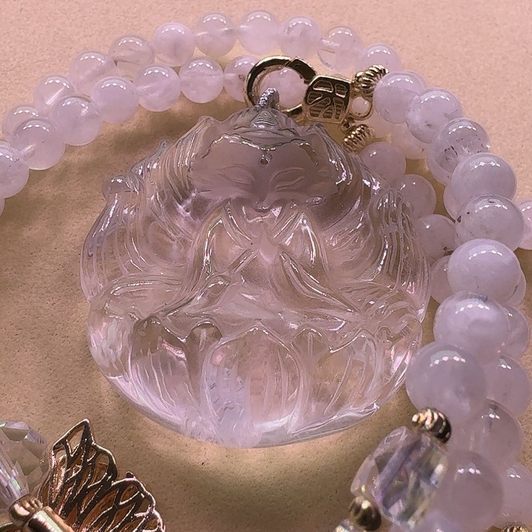 水晶颈饰未镶嵌天然水晶狐狐吊坠