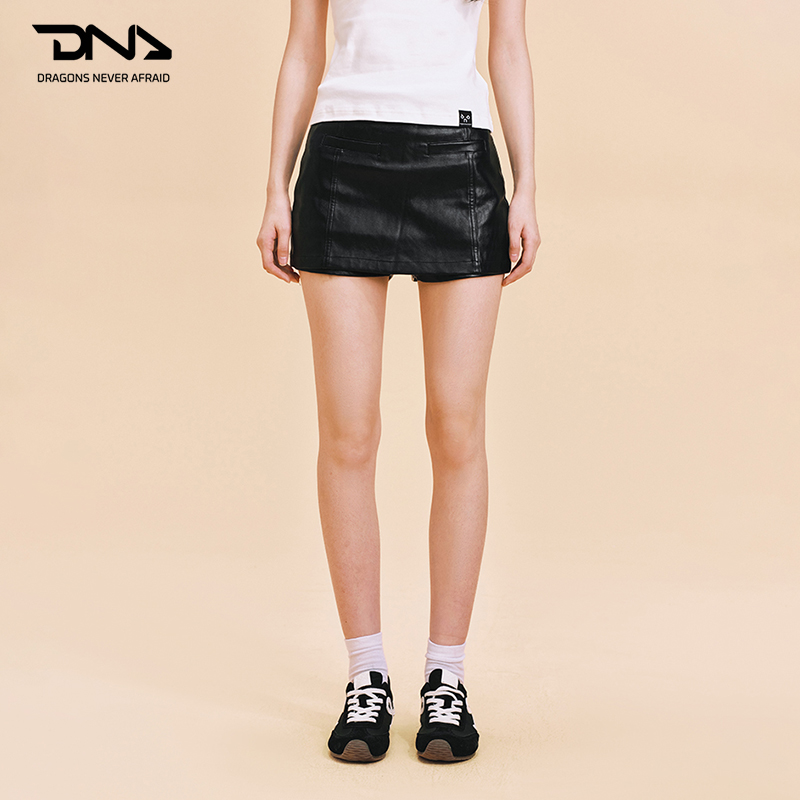 D.N.A&音乐节限定 黑色皮裤短裙女2025新款显瘦百搭