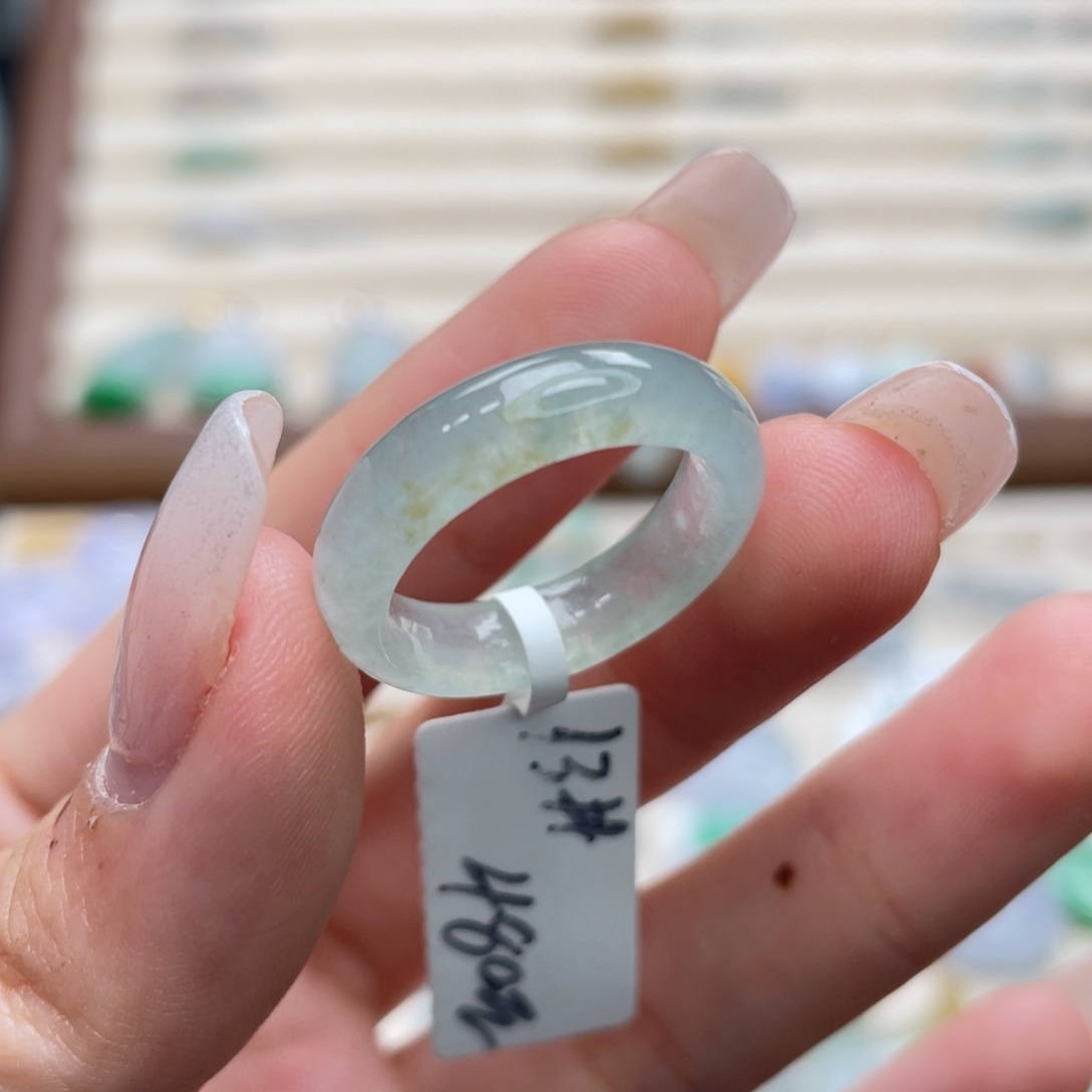 翡翠未镶嵌戒圈a23港圈13薄荷绿桂花糕