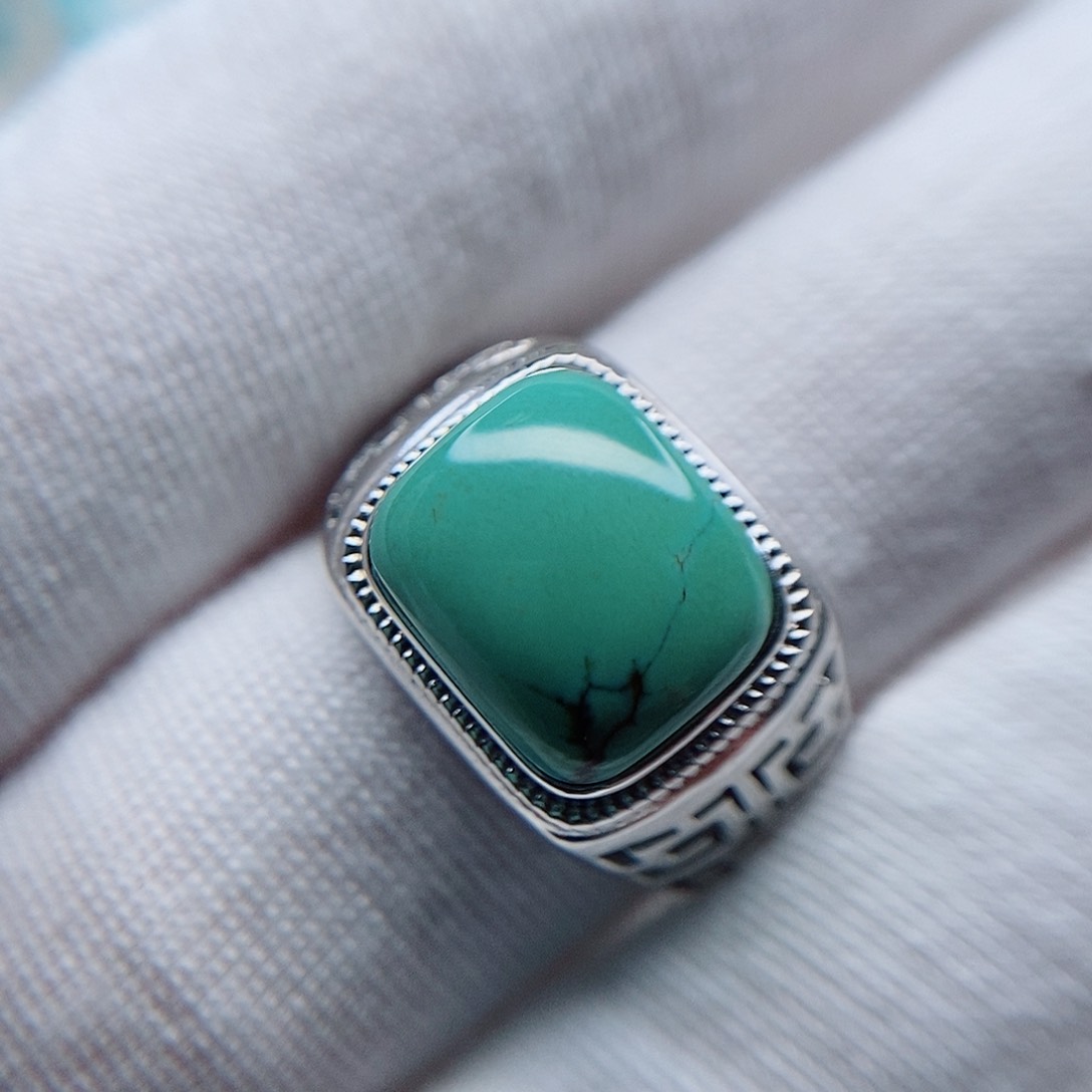 绿松石戒指银S925镶嵌