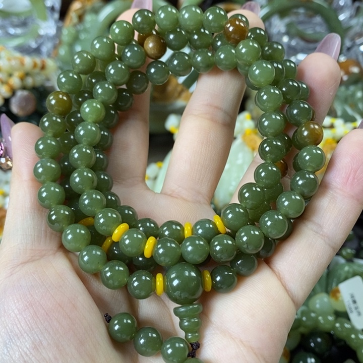 透闪石质玉108粒未镶嵌