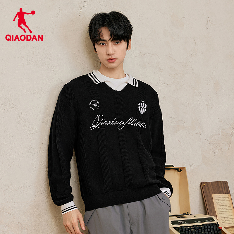 男士套头毛衫2025冬季新款潮流百搭学院风保暖撞色针织衫上衣