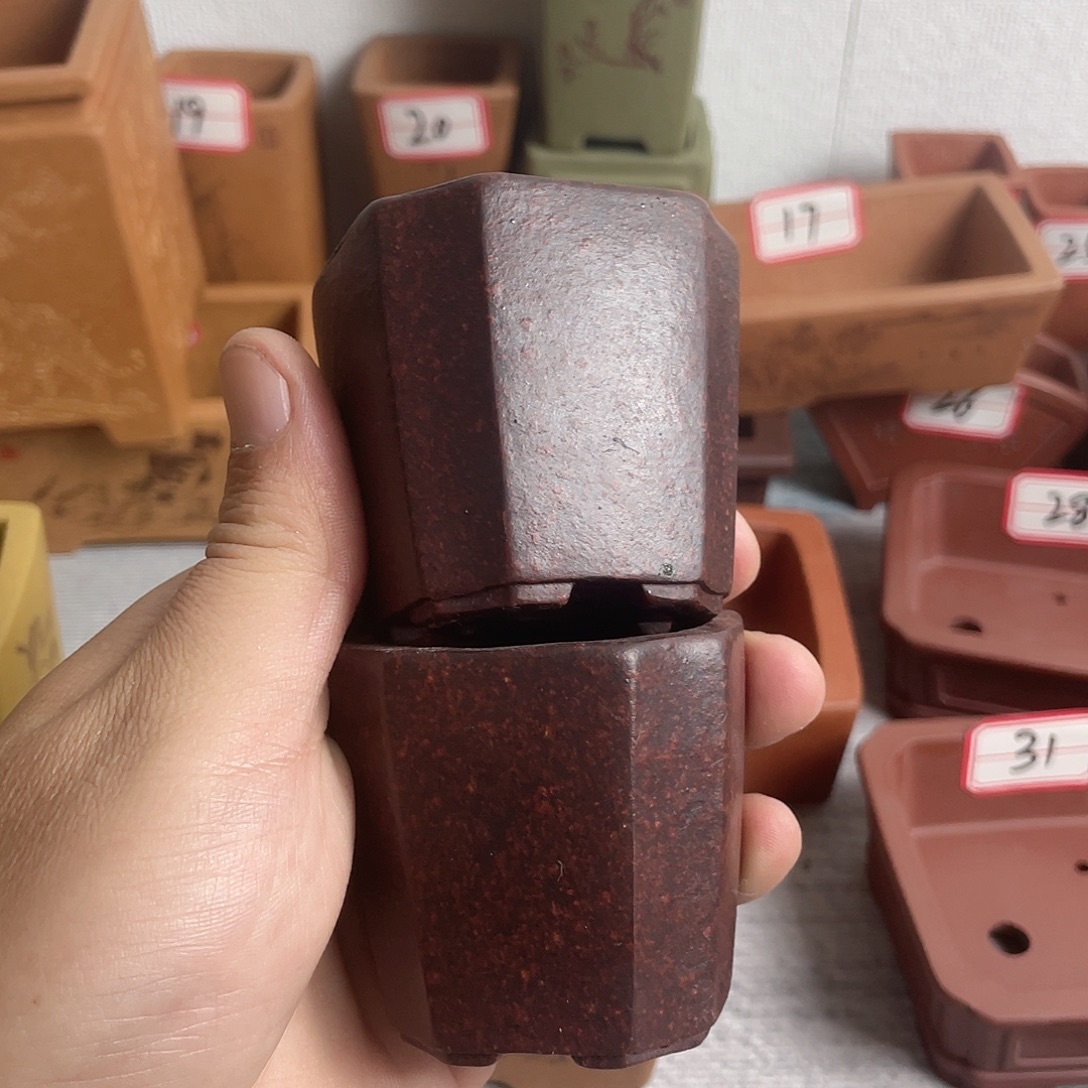紫砂花盆宜兴精品紫砂圆口四方5-4.5