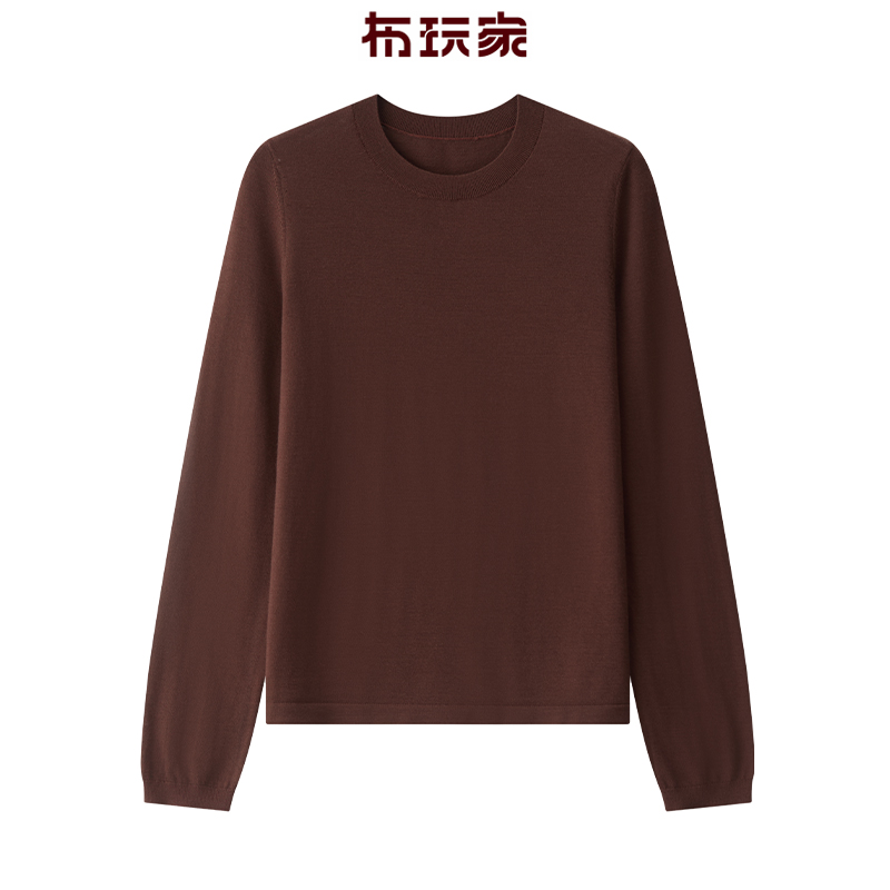 布玩家【LP明星同款】圆领可机洗120支澳洲美利奴极细百搭羊毛衫 