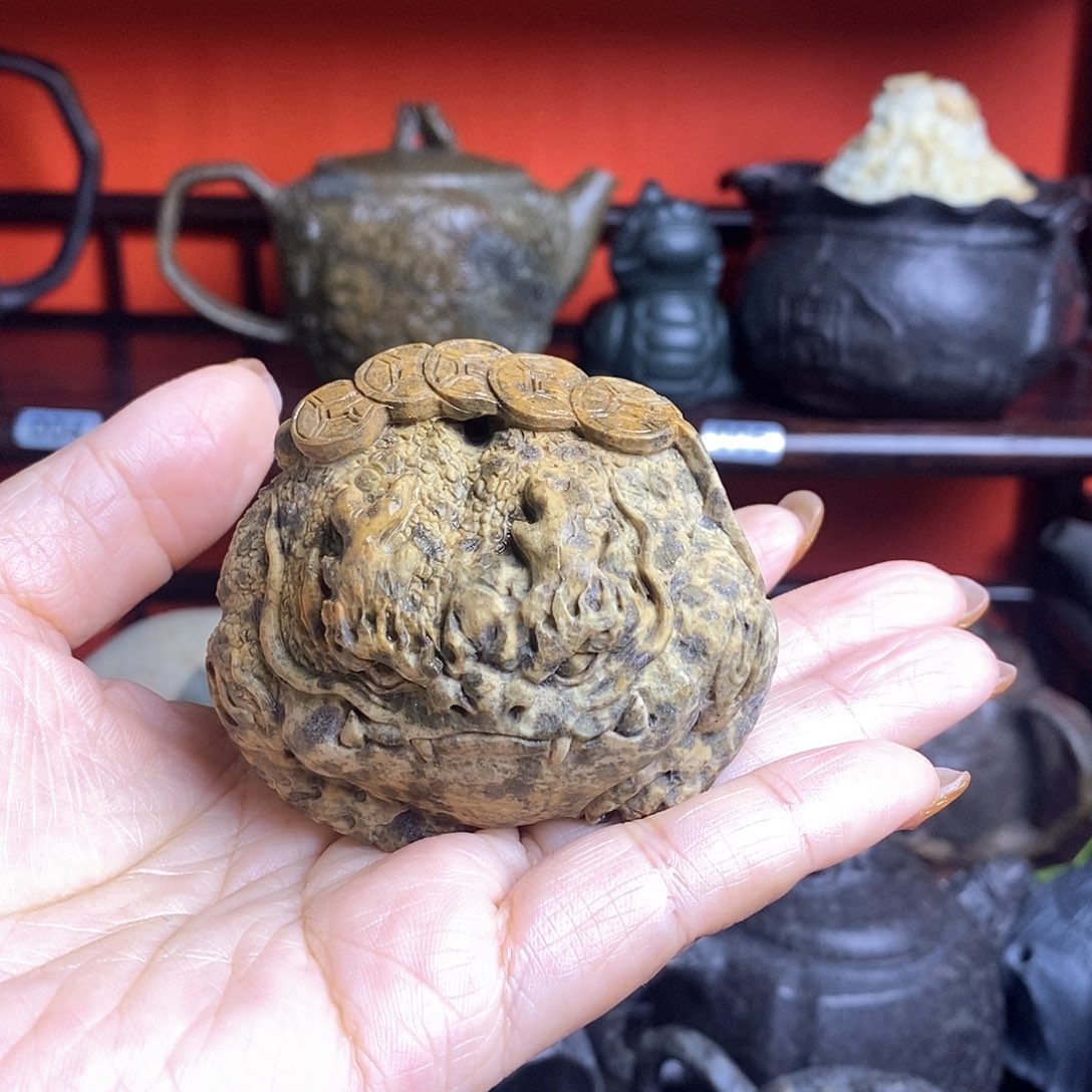 紫砂茶壶夕*多冰碛岩黄豹龙蝉茶宠