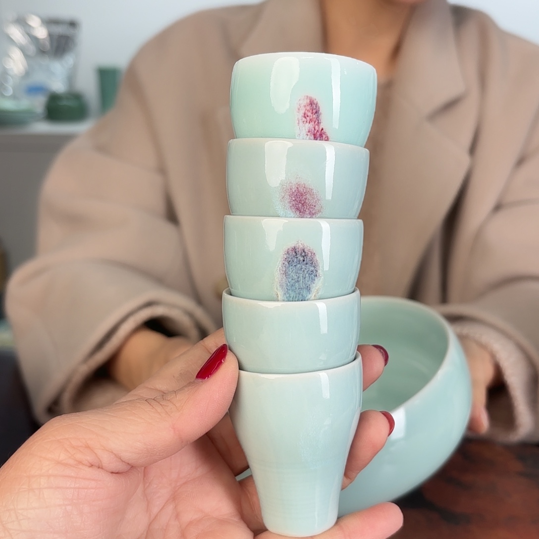 龙泉云间青瓷小米茶器