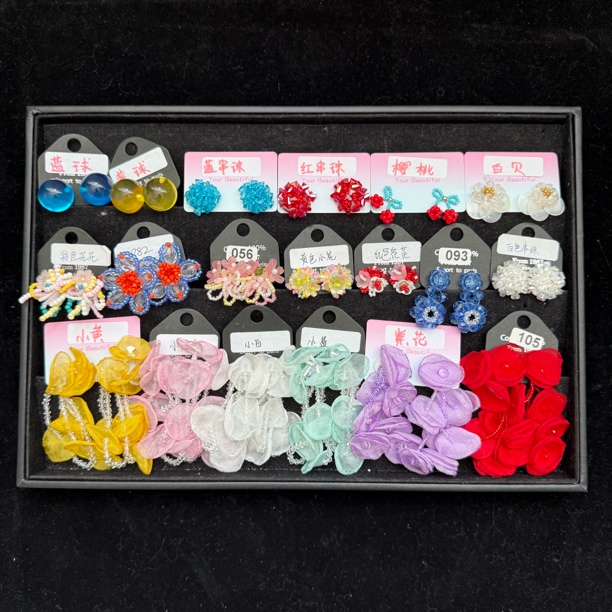 合金手链 夏天串珠彩色耳钉简约高级锆石首饰【两单包邮】