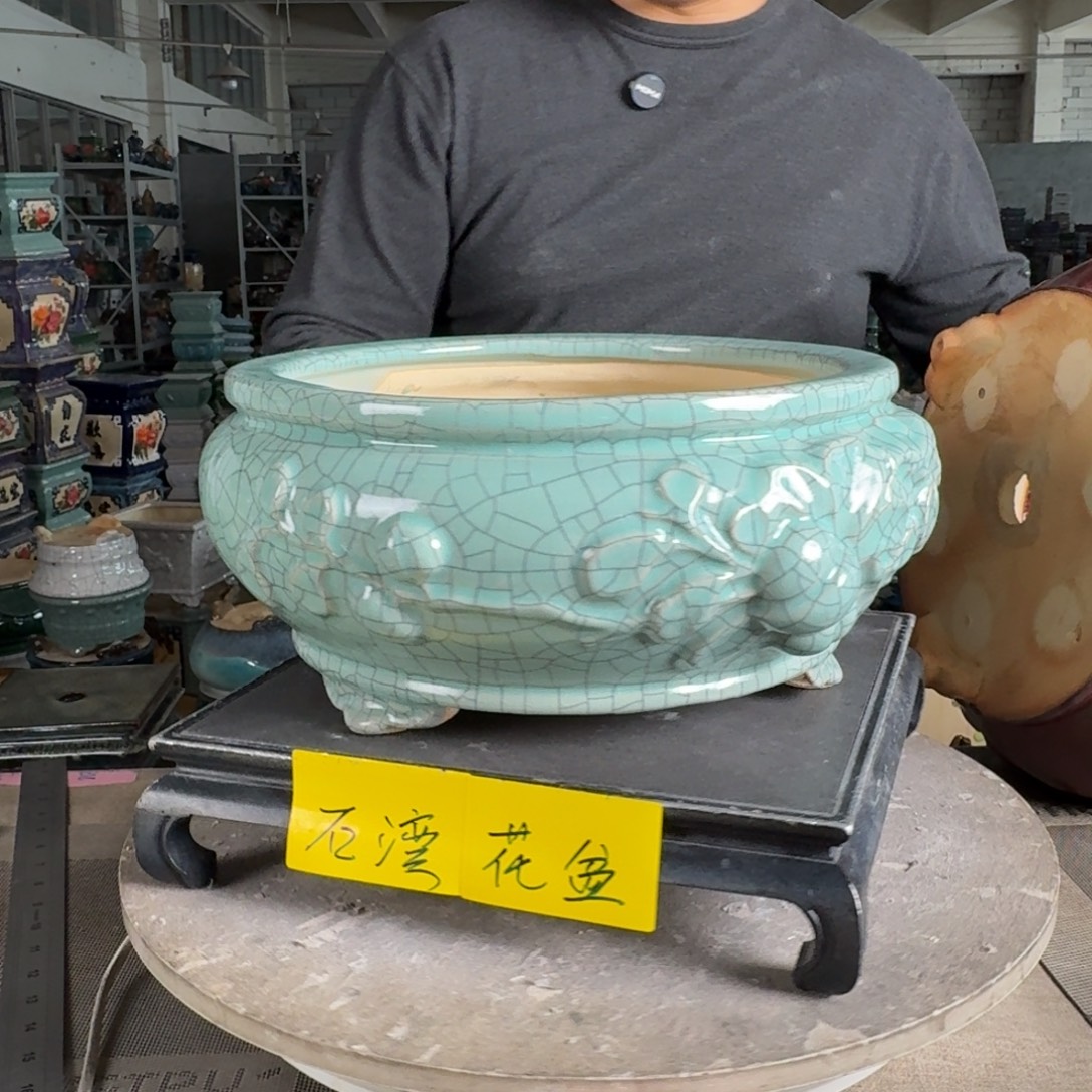 。一风堂石湾花盆 微瑕针眼气孔 内口26*12