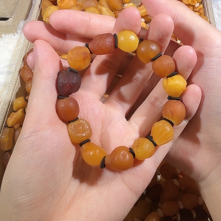 琥珀未镶嵌手链蜜蜡海漂手串