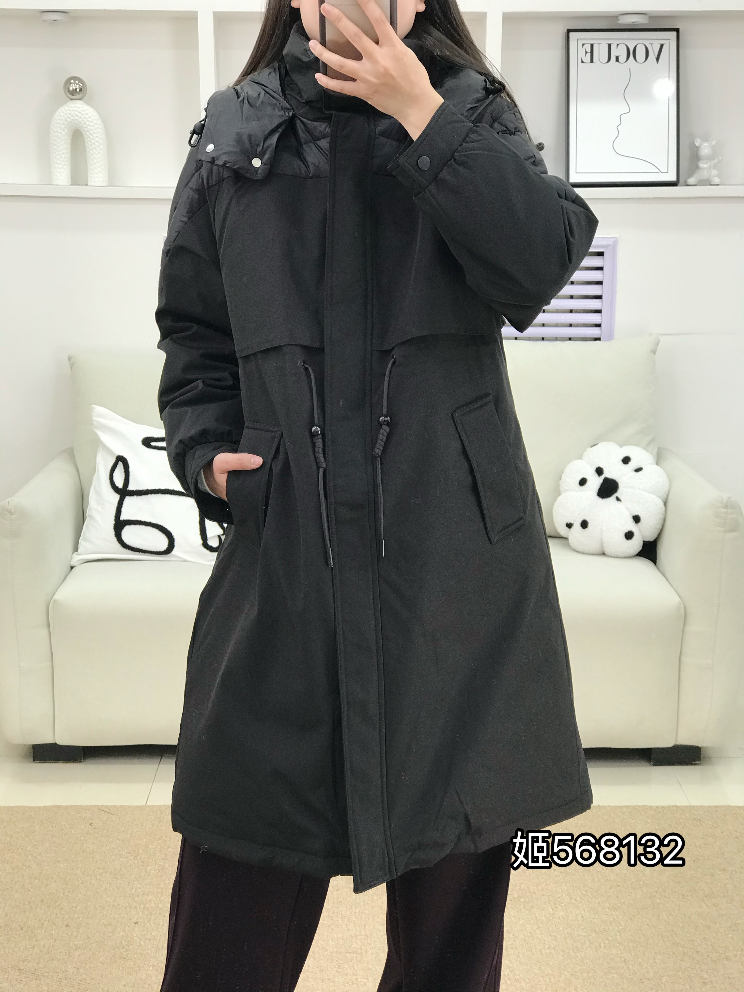 {莹莹推荐568132冬季大码女装简约长款羽绒外套