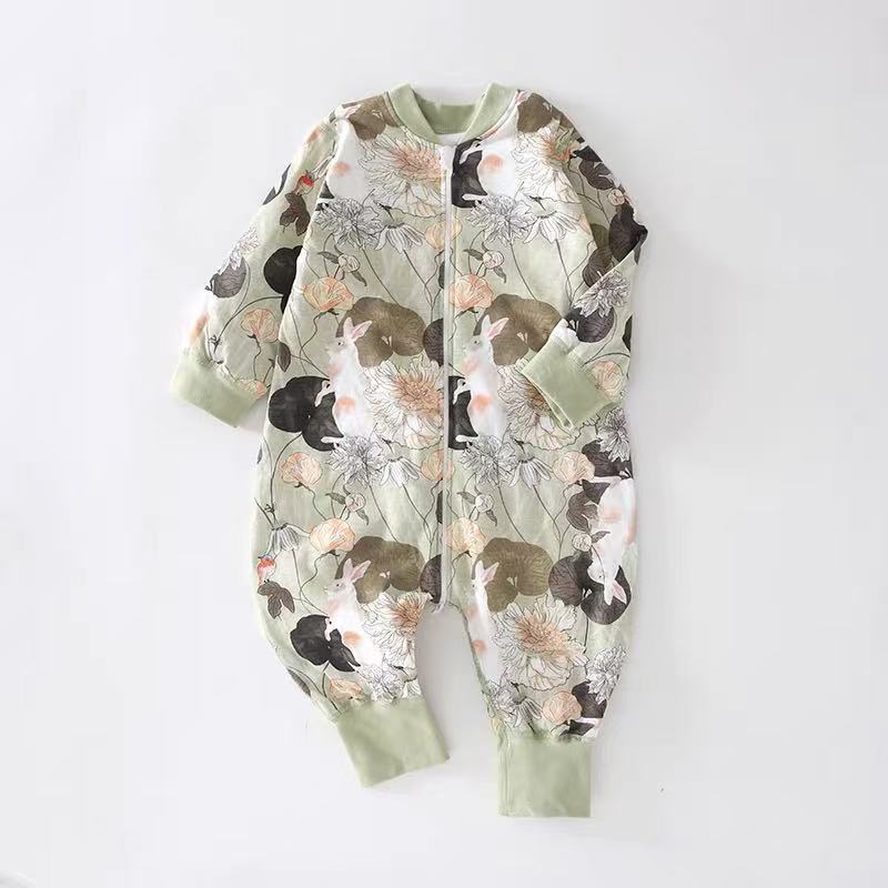 【600-799】婴幼儿秋冬夹棉连体衣男女宝宝卡通印花中开保暖爬服衣