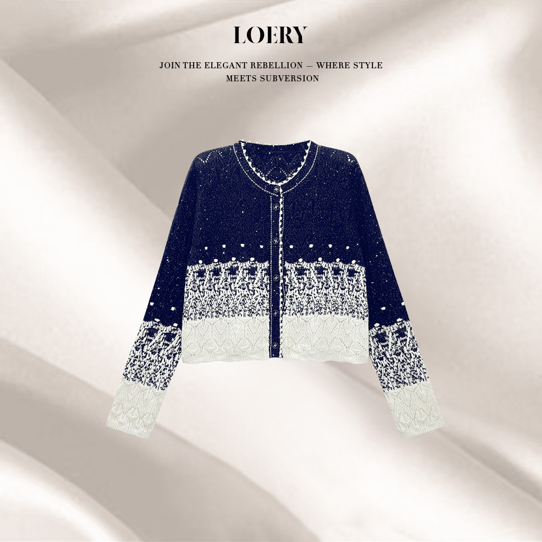 LOERY【氛围感编号05】轻奢氛围感拼色软糯百搭毛针织衫-9122