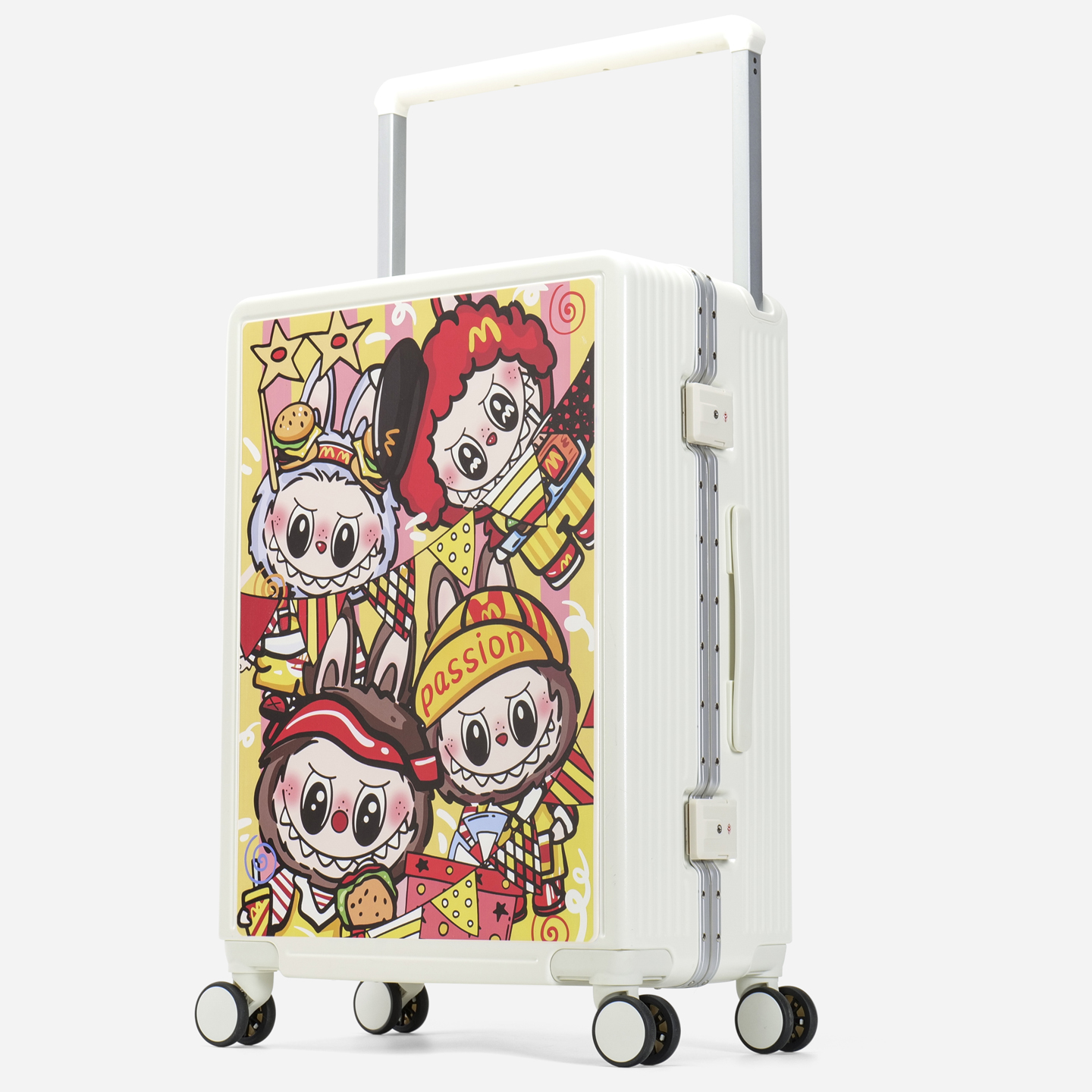 【Passion】白汉堡布布宽拉杆行李箱diy旅行箱创意涂鸦高颜值拉杆箱