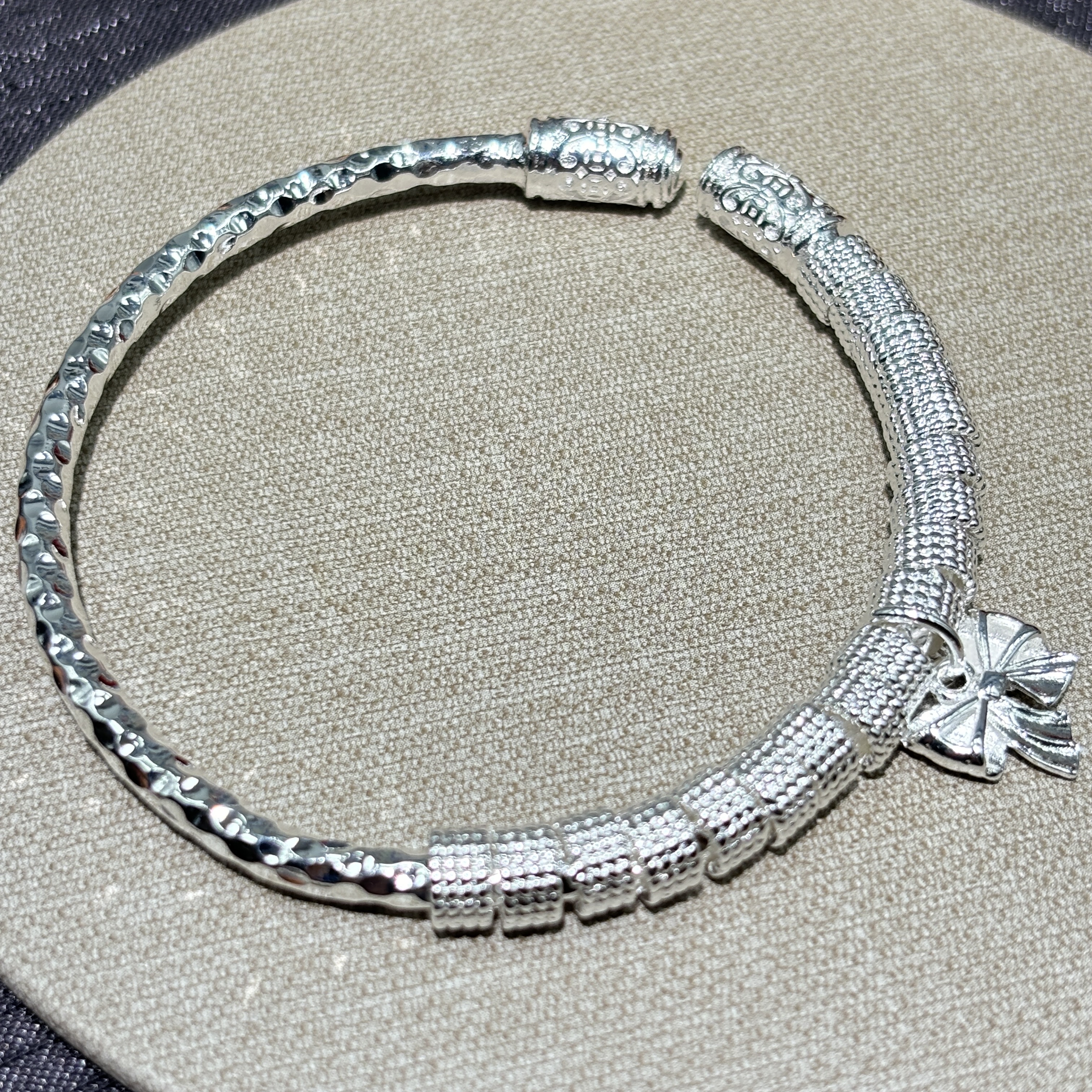 足银手镯 足银  13 碎冰冰盘缠手镯时尚款