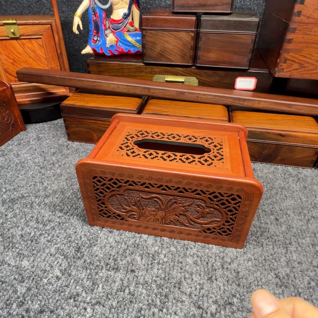 木缅花纸巾盒尺寸20×12×11