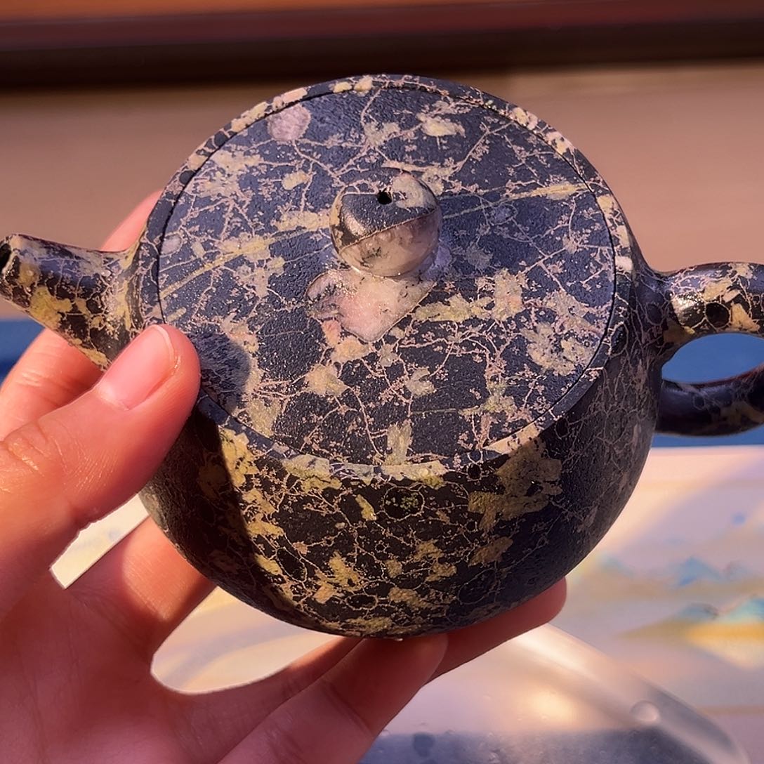 有容壶黑底金丝带青藤