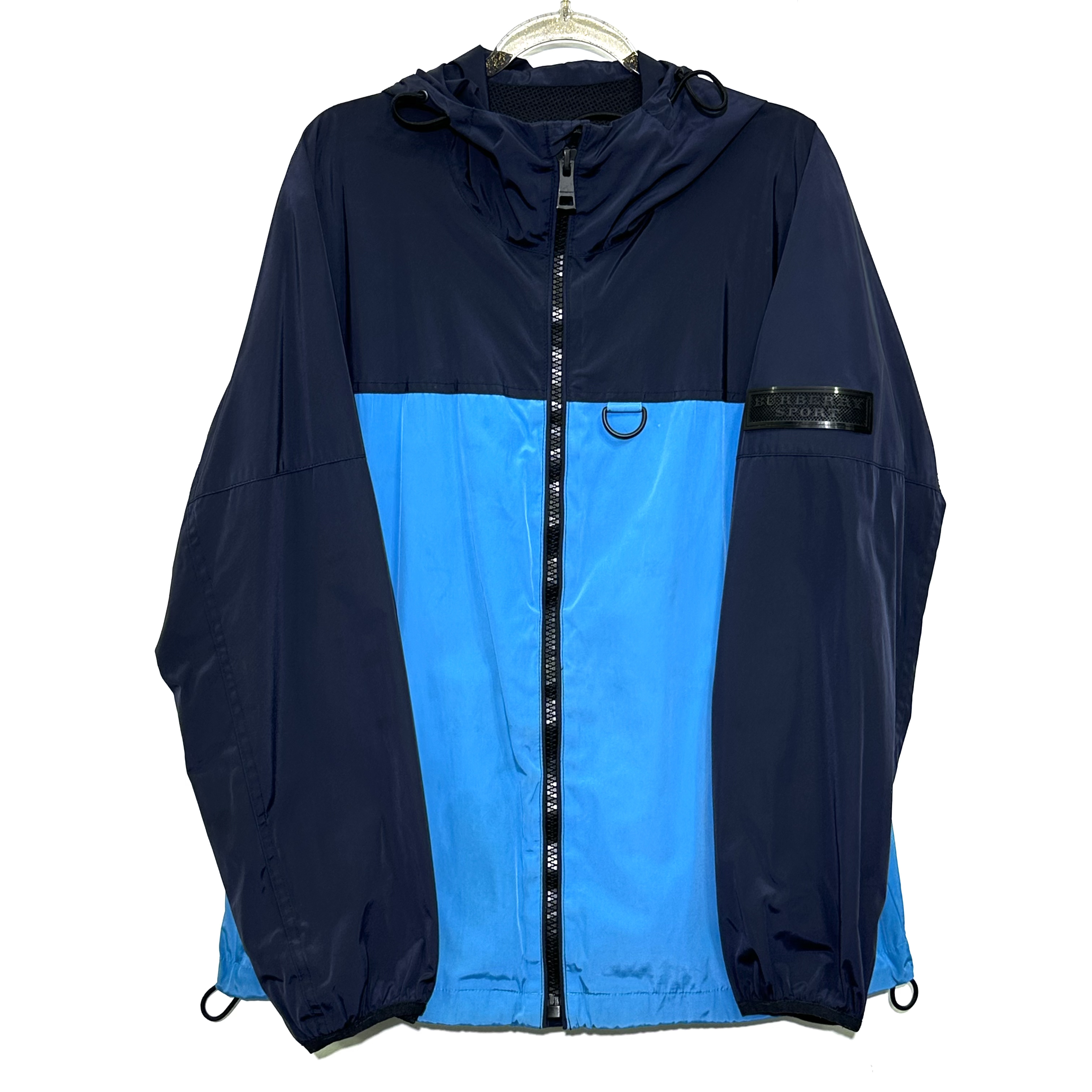 99新 BURBERRY/博柏利 M码 蓝色拼接冲锋衣外套 0966