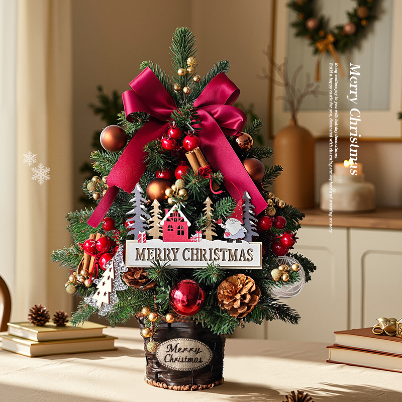 圣诞树家用客厅桌面迷你小树摆件ins发光diy小型套餐圣诞节装饰
