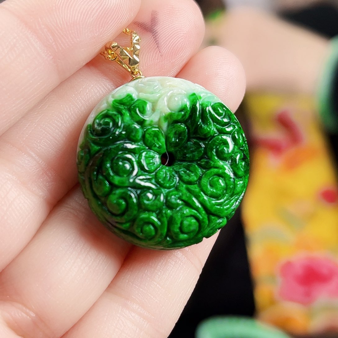 翡翠颈饰18K金镶嵌多样性发货