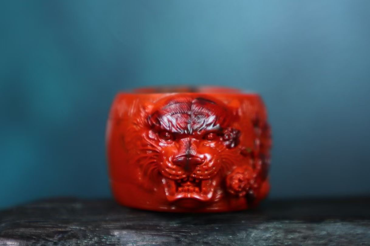 文玩男士霸气虎头扳指把玩大拇指指环