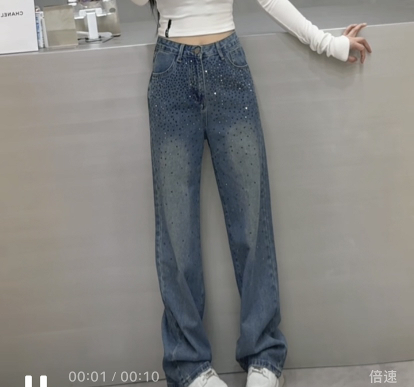 春装新款带钻牛仔裤