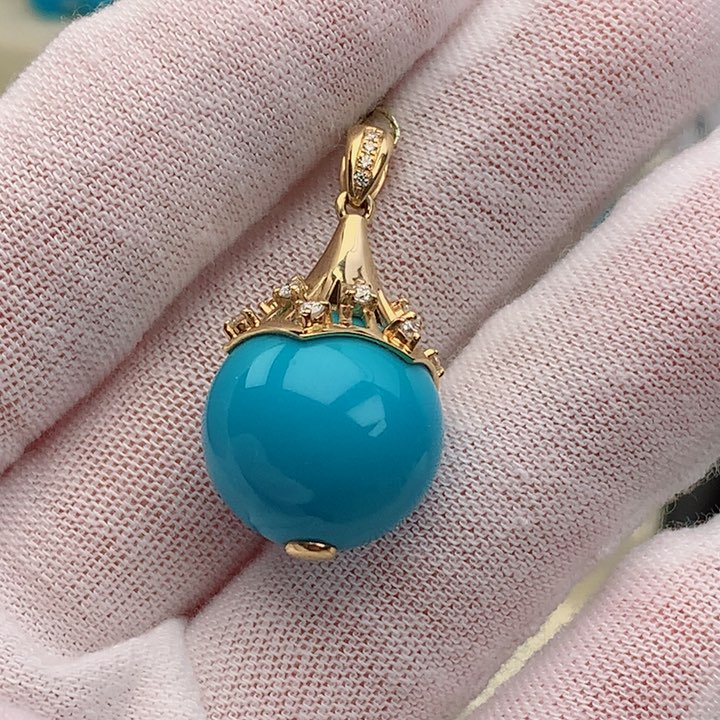 【闪购商品】绿松石配饰16.5mm18K金镶嵌