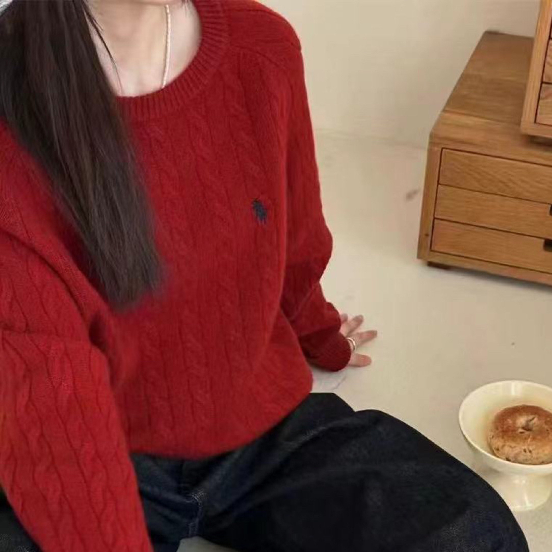 438 【全羊毛，冷水手洗，平铺晾晒】冬季圆领套头刺绣小马毛衣