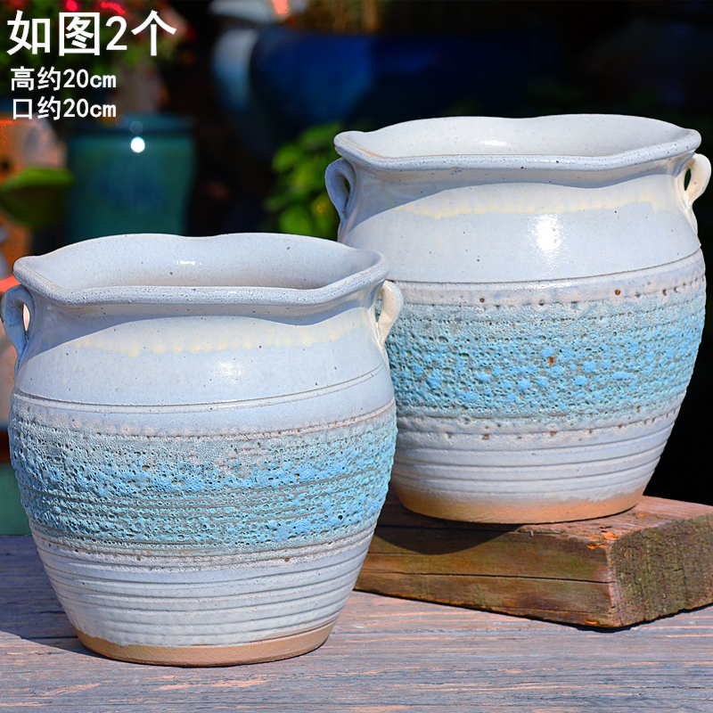 大口径陶瓷绿植发财树盆景盆栽土盆客厅绿植大花盆2112