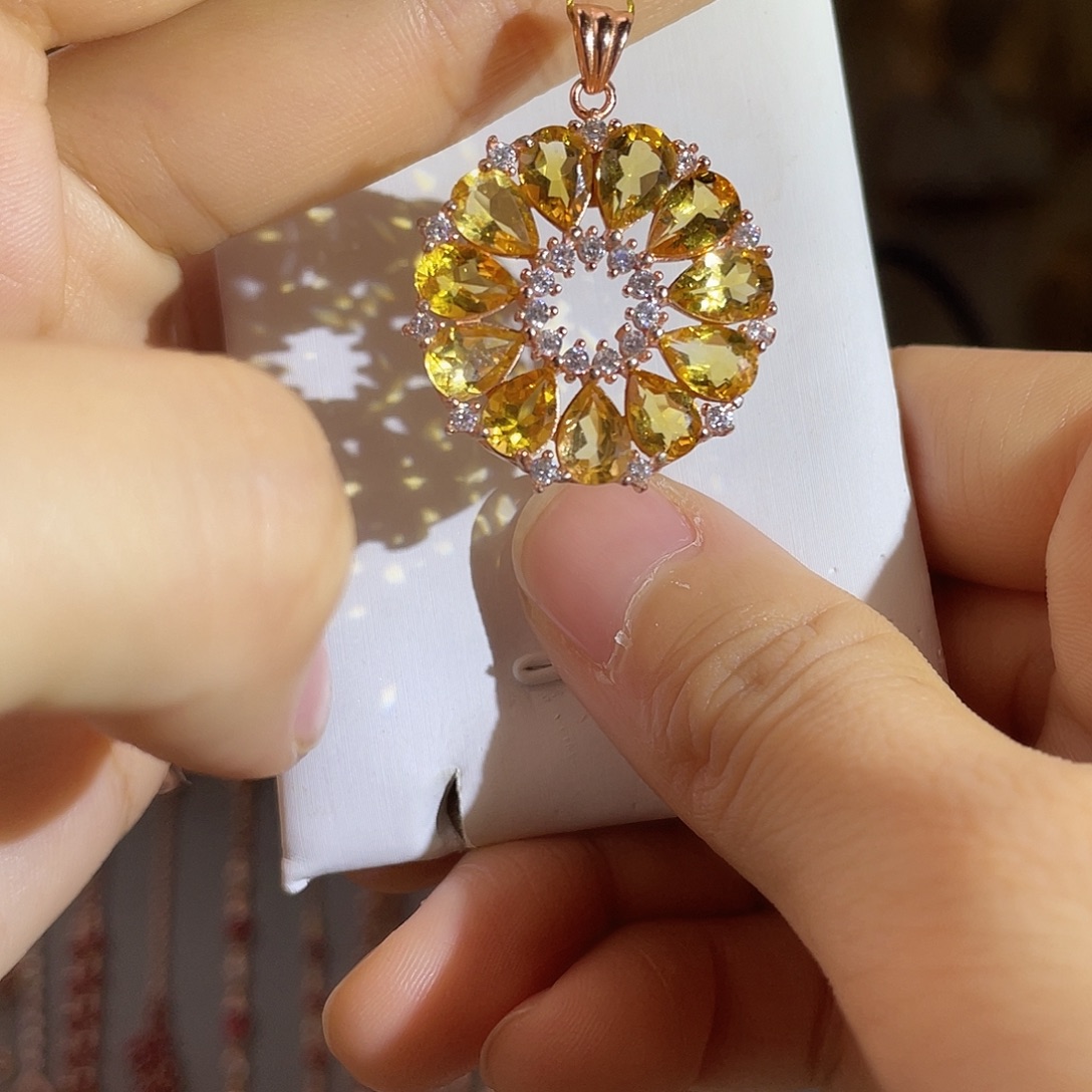 颈饰银S925镶嵌黄晶