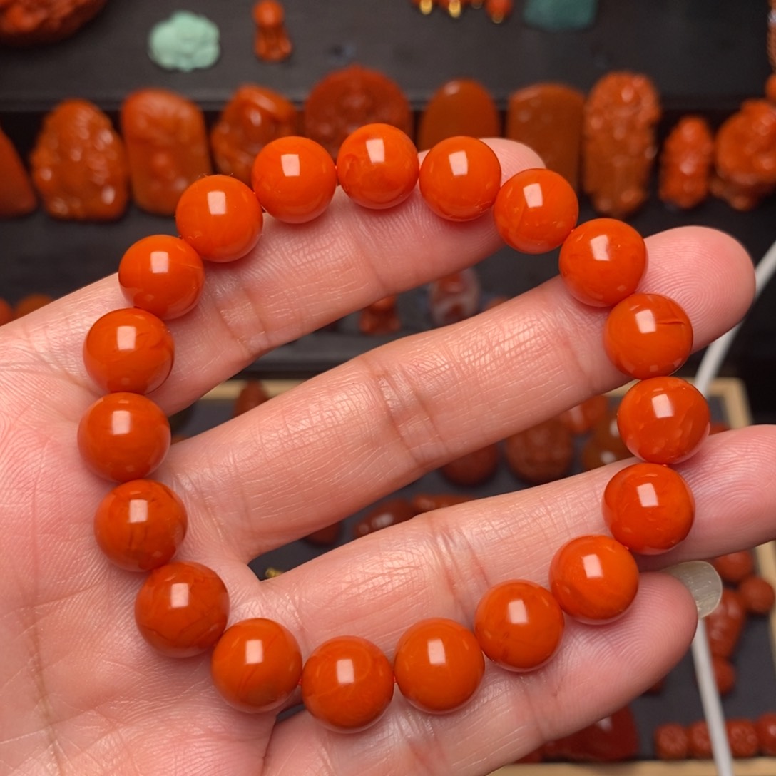 南红玛瑙手串10.5尺寸未镶嵌