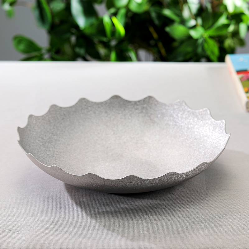 艾思利纯钛果盆钛托盘干果盘零食盘糖果盘波浪形水果盘子