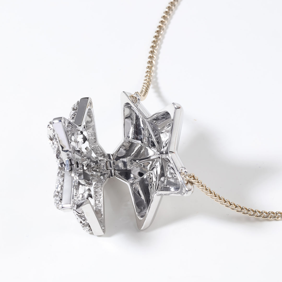 铜合金项链 25新款满钻镂空五角星项链小众饰品毛衣链