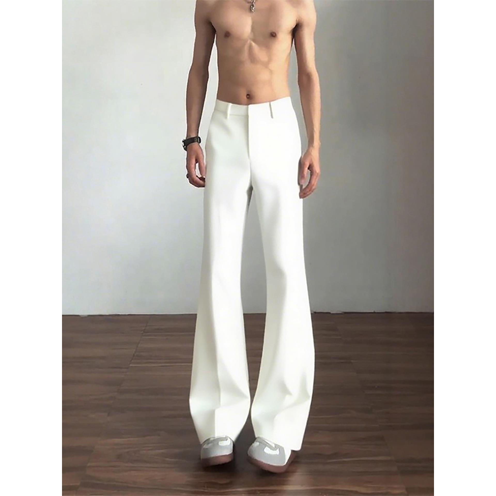 白色517版型微喇西裤男款美式垂感裤子痞帅高级感弯刀裤cleanfit