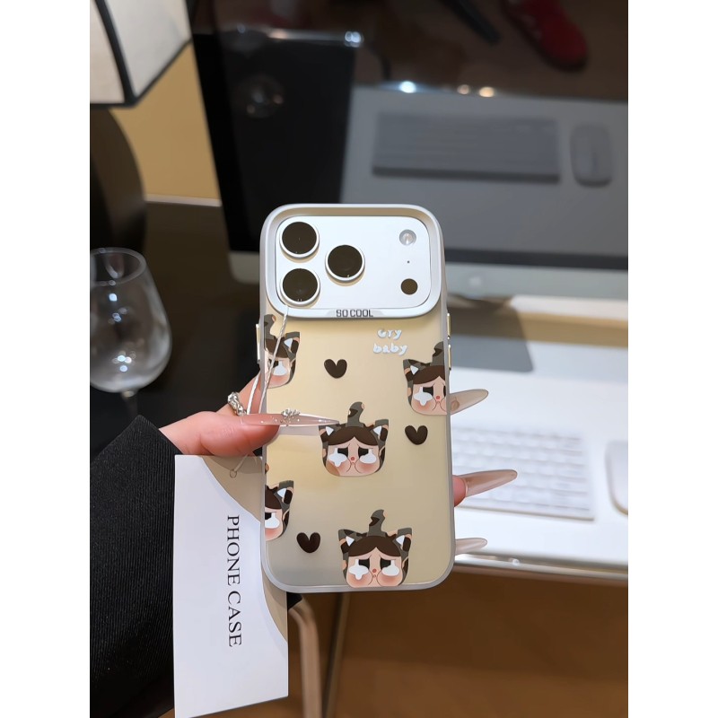 可爱卡通哭娃适用于苹果17pro手机壳16PM磨砂彩银华为oppo小米15